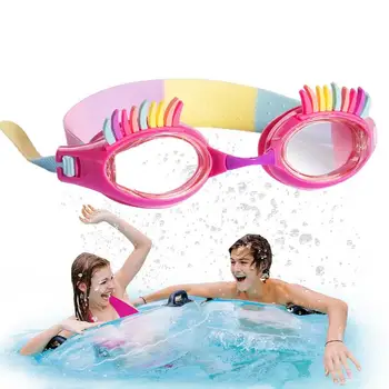 Мультяшные очки для плавания, милые водонепроницаемые очки для плавания HD для девочек и мальчиков С регулируемым силиконовым ремешком, помощник для плавания