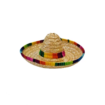 Настольное прочное экологичное мини-украшение, аксессуар для вечеринки, игрушка, соломенные шляпы, домашняя соломенная шляпа в мексиканском стиле, кепка для собак, прочная
