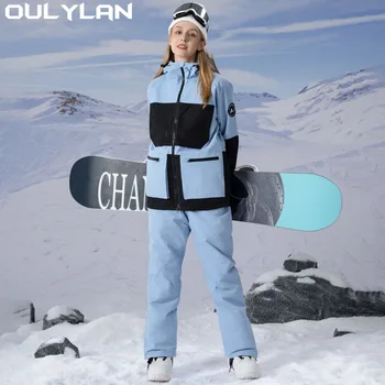 Новинка 2024 года, модная женская зимняя одежда, водонепроницаемый лыжный костюм, одежда для сноуборда, уличные зимние куртки и брюки для девочек