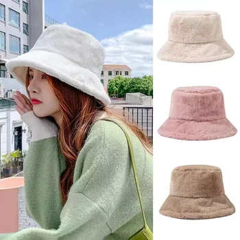 Новые женские теплые Толстые шляпы-ведра, крутая Панама, женская осенне-зимняя уличная однотонная Рыбацкая кепка для женщин