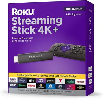 Новый Качественный Оригинальный Roku Streaming Stick 4K + Потоковое устройство 4K / HDR / Vision с Roku Voice Remote Pro