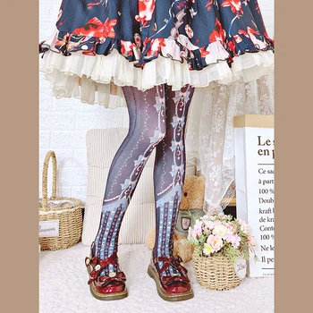 Носки в стиле Лолита, женские колготки, летние и осенние носки с бархатным принтом 120D, японская сладкая Лолита