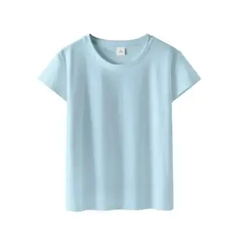 Однотонная женская футболка повседневного цвета с коротким рукавом