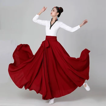 Платье для выступления в тибетском этническом кадрильном танце, женское монгольское платье, костюмы меньшинств, платье для традиционного народного монгольского танца