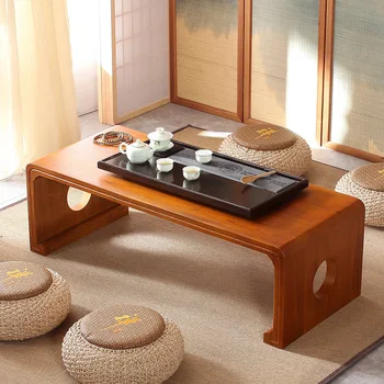 Простой чайный столик с татами из массива дерева в японском стиле, Компьютерный столик с балконным окном, журнальный столик в стиле ретро, китайский студенческий столик