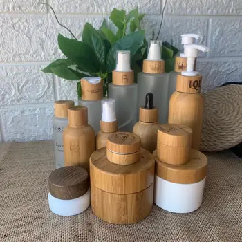 Пустая пластиковая Деревянная баночка из бамбука для крема с бамбуковой крышкой Для косметического контейнера для бальзама для губ, Стеклянная бутылка для упаковки лосьона-тонера