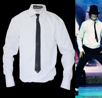Редкая Белая рубашка в стиле Майкла Джексона Приклеивание нитей БЕЗ пуговиц Опасно Плохо Носить с галстуком Имитация быстрой смены
