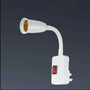 Светодиодная лампа с преобразованием основания E27, штепсельная вилка ЕС США, Гибкий изгиб, адаптер для лампы, Штекерный выключатель, Настенный Гибкий держатель, лампа