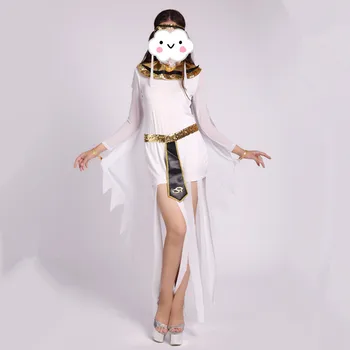 Сексуальный костюм Египетской Клеопатры, женская Клеопатра, Римская Тога, халат Греческой Богини, Маскарадный костюм, Наряды белого цвета