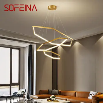Современный Латунный подвесной светильник SOFEINA LED, 3 цвета, Кольцевой Подвесной светильник, Креативный дизайн, декор для дома, гостиной, столовой