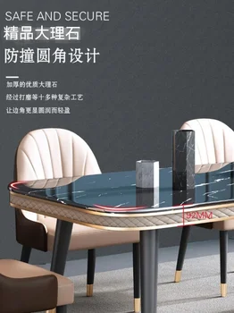 Сочетание итальянского роскошного обеденного стола и стула из натурального камня, малогабаритный высококачественный прямоугольный современный простой мраморный стол