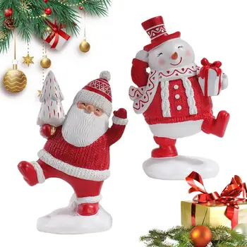 Стоящая мини-фигурка Санта-Клауса, Статуэтка из смолы, Центральное украшение, Рождественские Украшения, Подарочный Камин, Аксессуары для домашнего декора