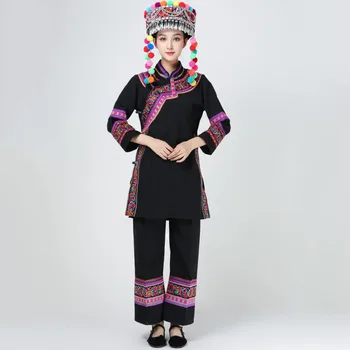 Сценическая одежда для национальных танцев, женское традиционное народное платье, расшитый азиатский костюм, одежда для хмонгов, классические костюмы для выступлений Мяо