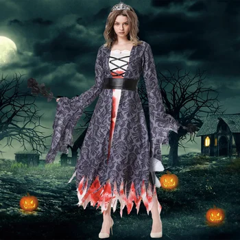 Униформа для косплея Horror Ghost Bloody Queen для женщин, праздничный костюм для Хэллоуина, костюм невесты-зомби, платье для сценического шоу вампиров.