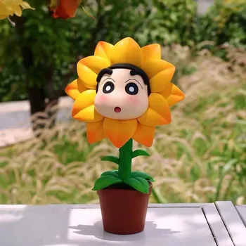 Цветочный магазин Crayon Shin-chan Kasukabe 1st Sunflower Статуя Гк Шин-чан Анимационная фигурка Украшение рабочего стола Игрушка в подарок