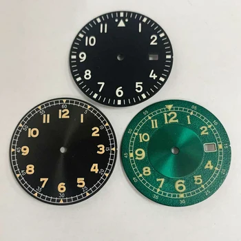 Циферблат 33,5 мм, Зеленые светящиеся Сменные аксессуары для часов, циферблаты для механизма NH35/NH36 / 7S / 4R