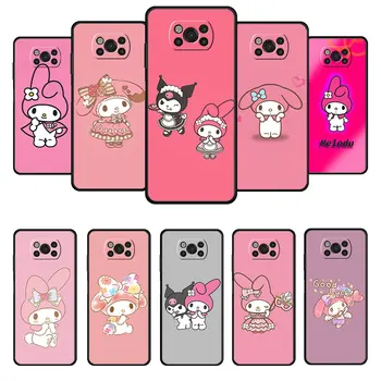 Чехол для Телефона Xiaomi Poco X3 NFC X4 M4 F3 GT Pro Pocophone F1 Для MI C40 12 Note 10 Kuromi и My Melody Розовый