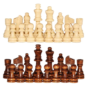 Шахматные пешки 32шт, деревянные фигурки 2,2 дюйма, международный шахматный набор для настольных игр, аксессуары для развлечений