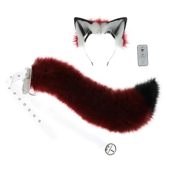 Электрический хвост с волчьими ушами, повязка на голову с волчьими ушами, хвост, костюм для косплея на Хэллоуин