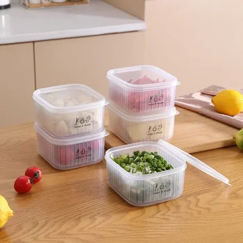 Ящик для хранения свежих продуктов Бытовой Холодильник Ящик для хранения фруктов и овощей Кухонный Сливной ящик с крышкой